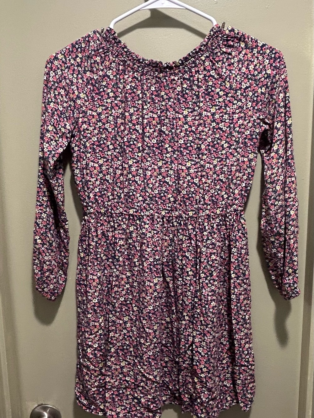 Girls' Floral Long Sleeve Purple Casual Dress